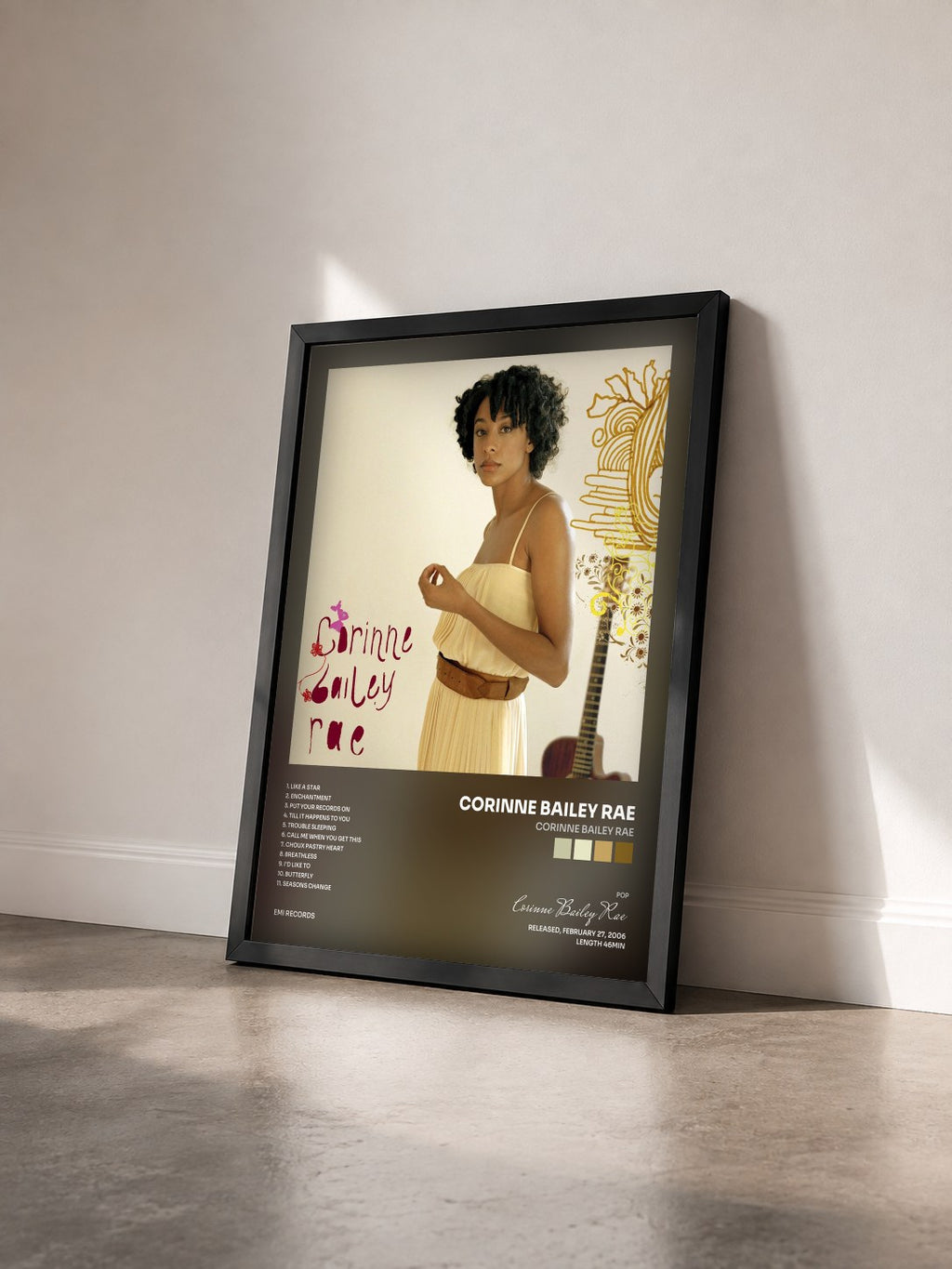 #noir Tableau de l'album Corinne Bailey Rae de Corinne Bailey Rae vu de trois quarts, cadre noir