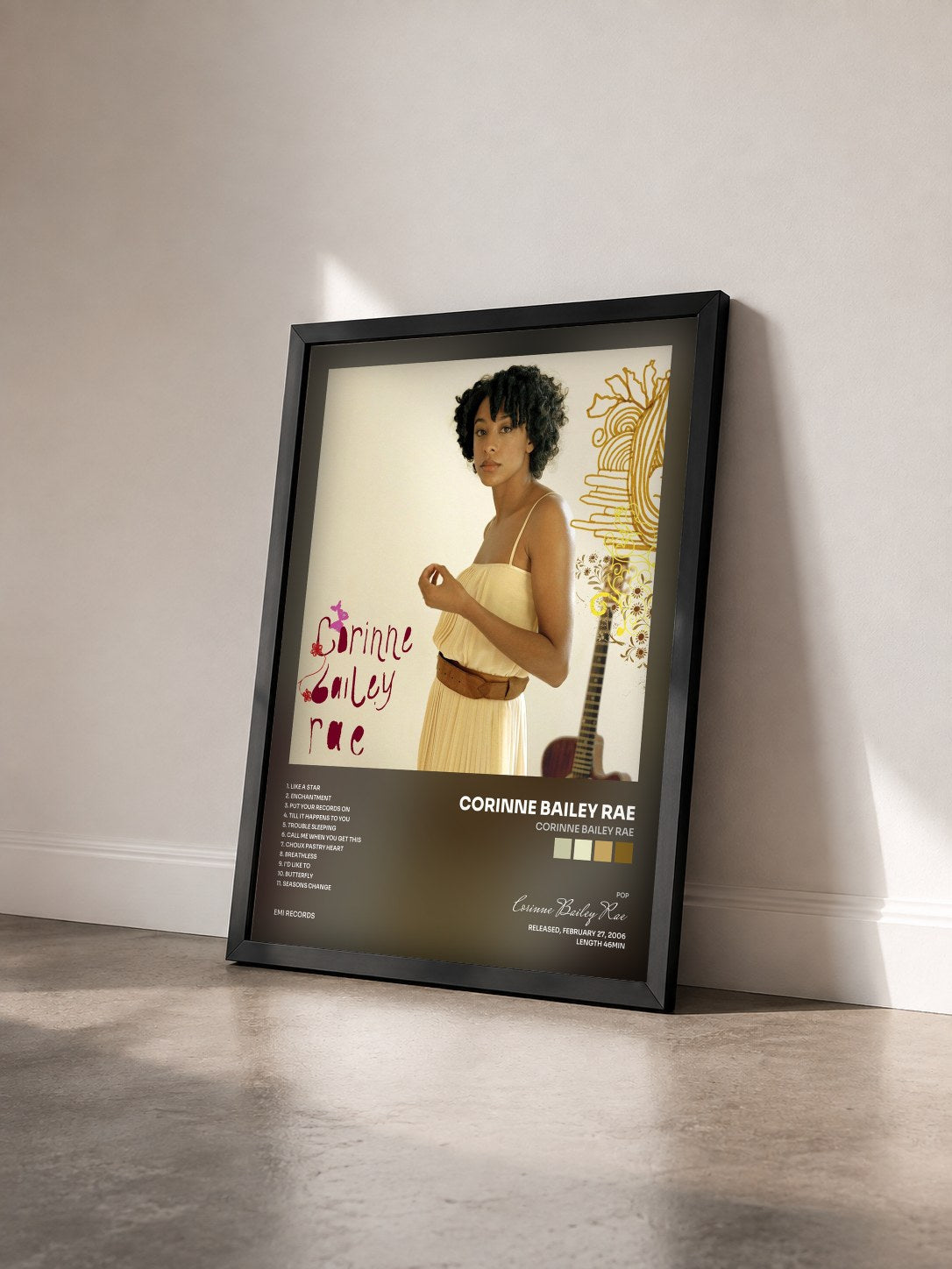 #noir Tableau de l'album Corinne Bailey Rae de Corinne Bailey Rae vu de trois quarts, cadre noir