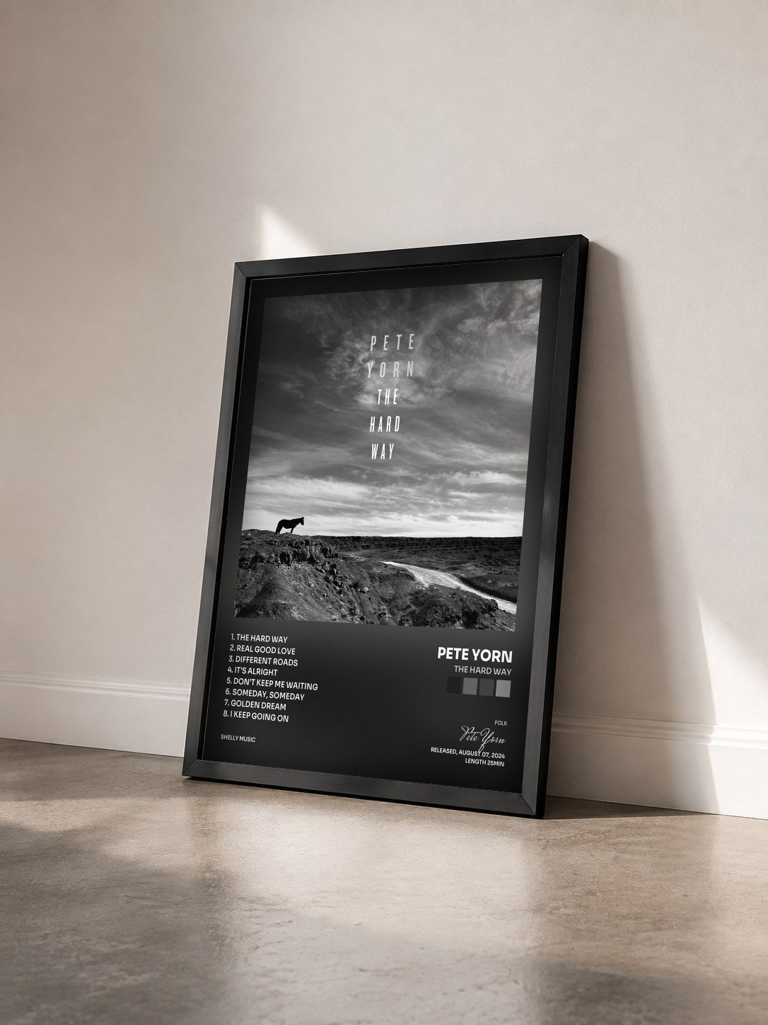 #noir Tableau de l'album The Hard Way de Pete Yorn vu de trois quarts, cadre noir
