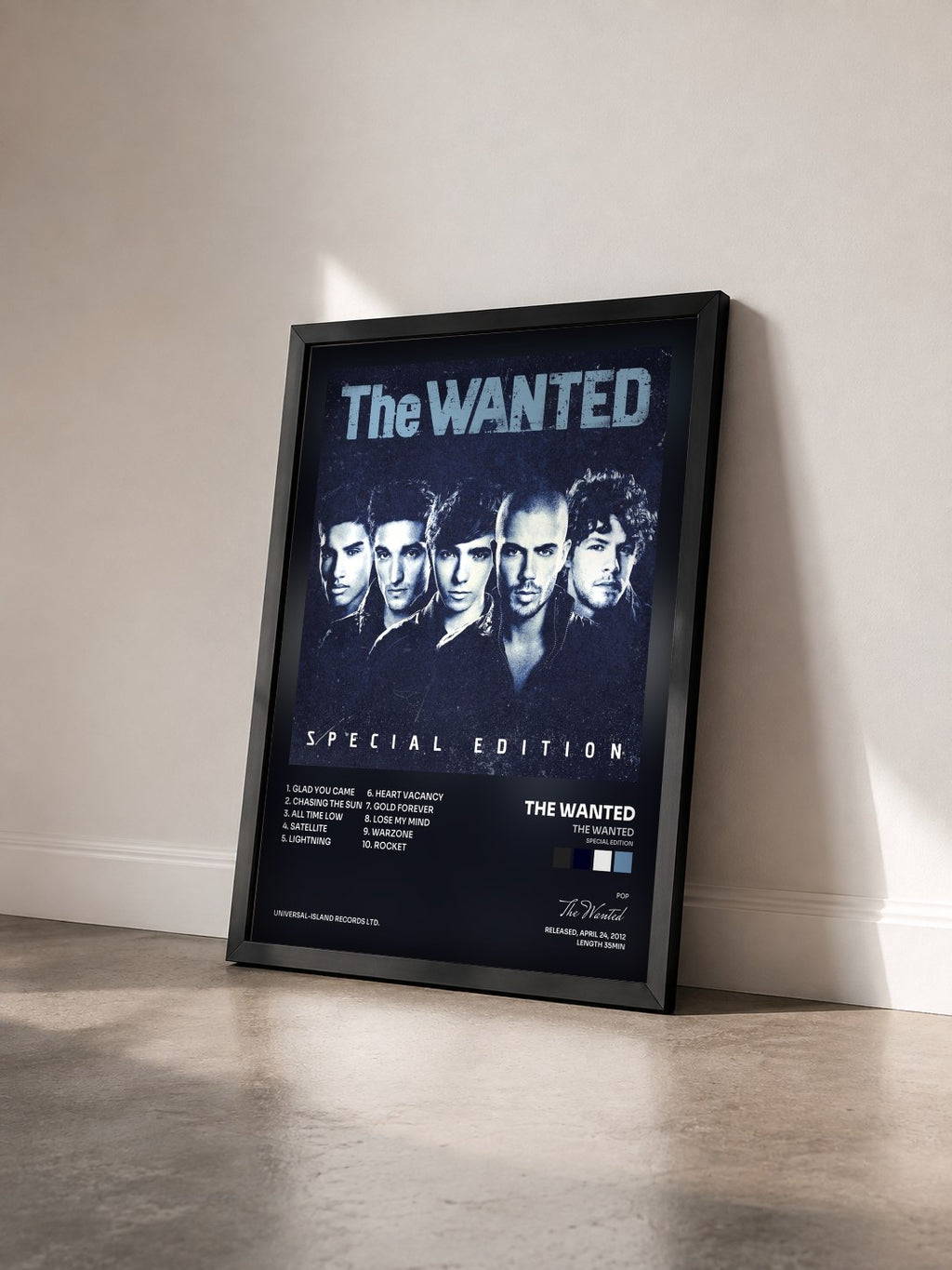 #noir Tableau de l'album The Wanted (Special Edition) de The Wanted vu de trois quarts, cadre noir