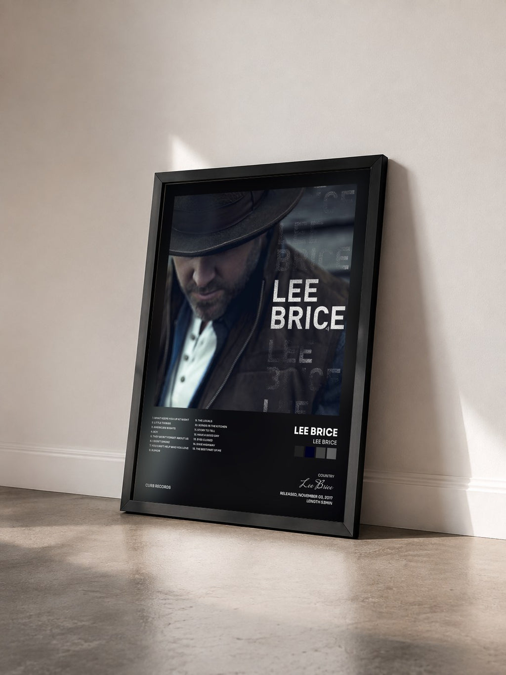 #noir Tableau de l'album Lee Brice de Lee Brice vu de trois quarts, cadre noir