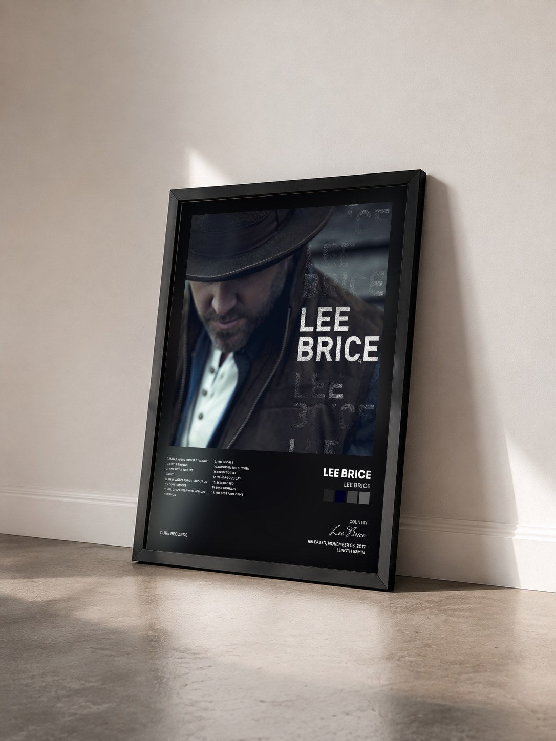 #noir Tableau de l'album Lee Brice de Lee Brice vu de trois quarts, cadre noir