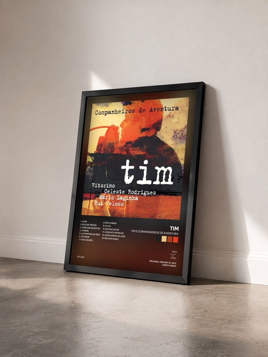 #noir Tableau de l'album Tim E Companheiros de Aventura de Tim vu de trois quarts, cadre noir