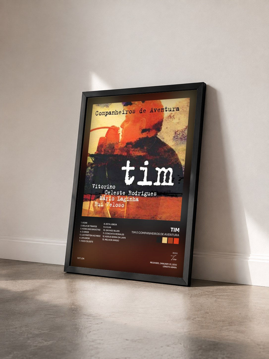 #noir Tableau de l'album Tim E Companheiros de Aventura de Tim vu de trois quarts, cadre noir