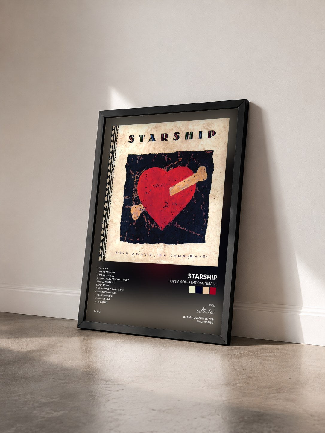 #noir Tableau de l'album Love Among The Cannibals de Starship vu de trois quarts, cadre noir