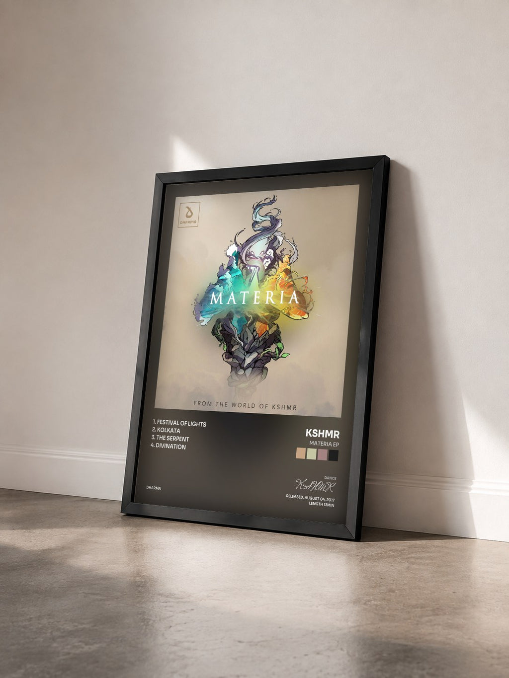#noir Tableau de l'album Materia EP de KSHMR vu de trois quarts, cadre noir