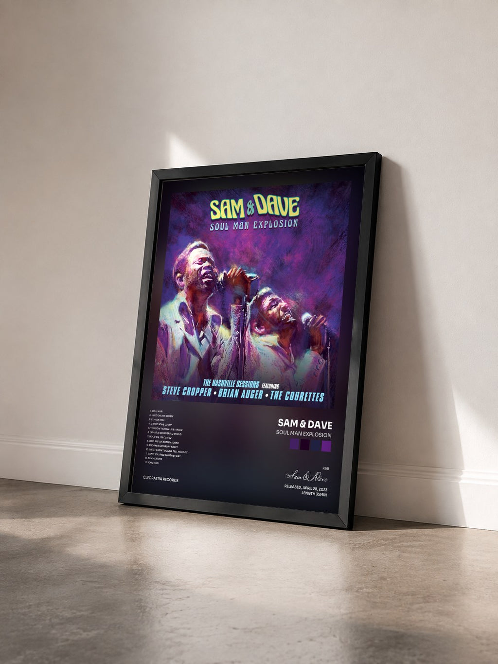 #noir Tableau de l'album Soul Man Explosion de Sam & Dave vu de trois quarts, cadre noir