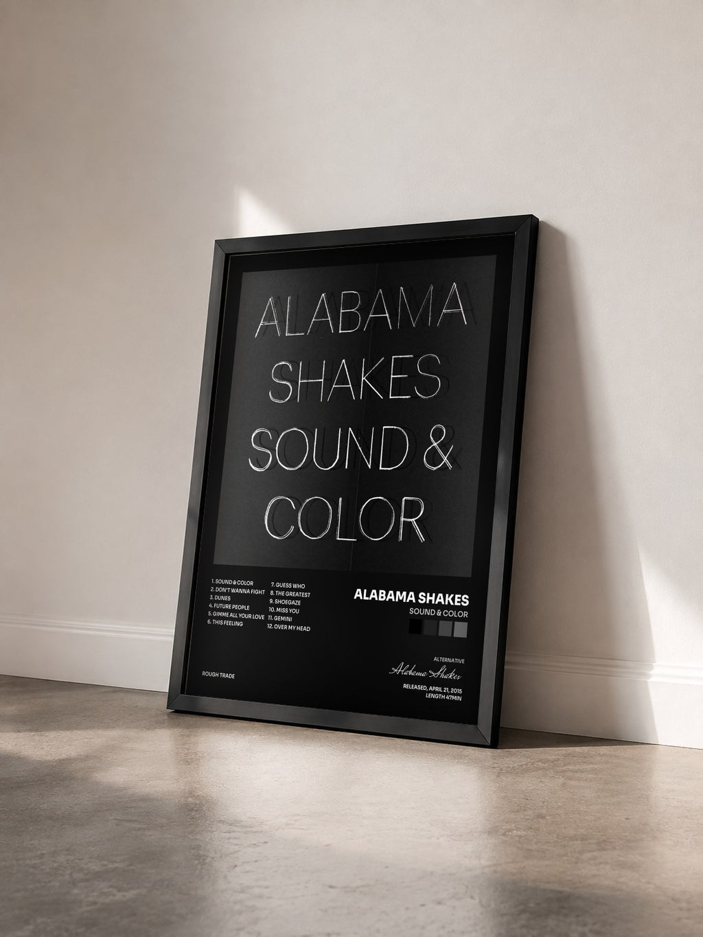 #noir Tableau de l'album Sound & Color de Alabama Shakes vu de trois quarts, cadre noir