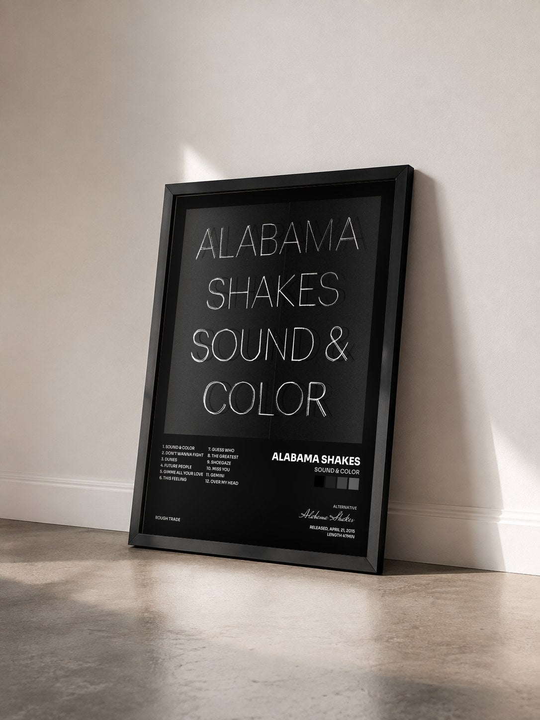 #noir Tableau de l'album Sound & Color de Alabama Shakes vu de trois quarts, cadre noir