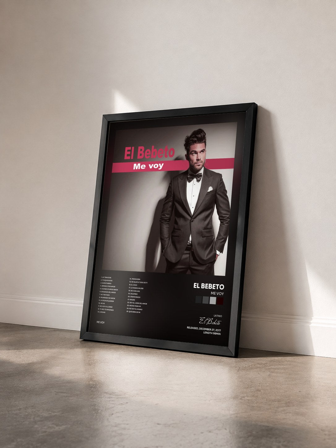 #noir Tableau de l'album Me Voy de El Bebeto vu de trois quarts, cadre noir