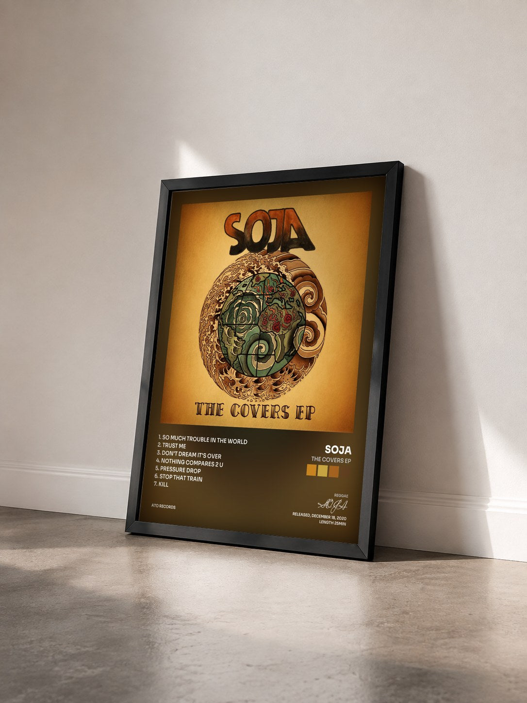 #noir Tableau de l'album The Covers EP de SOJA vu de trois quarts, cadre noir