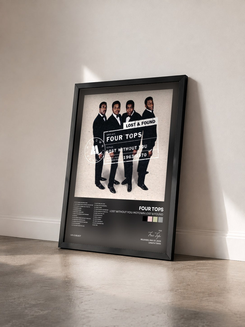 #noir Tableau de l'album Lost Without You: Motown Lost & Found de Four Tops vu de trois quarts, cadre noir