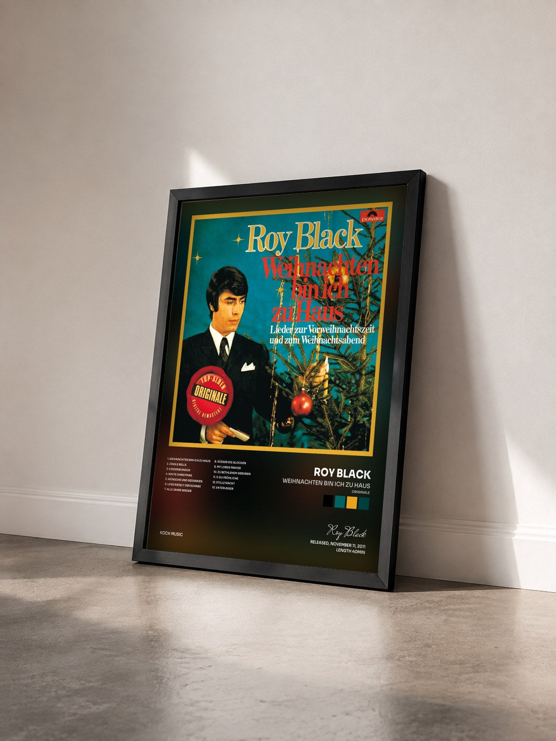 #noir Tableau de l'album Weihnachten bin ich zu Haus (Originale) de Roy Black vu de trois quarts, cadre noir