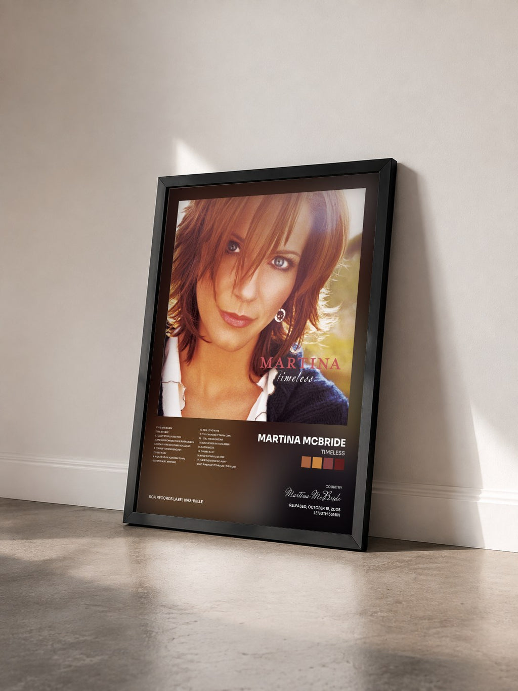 #noir Tableau de l'album Timeless de Martina McBride vu de trois quarts, cadre noir