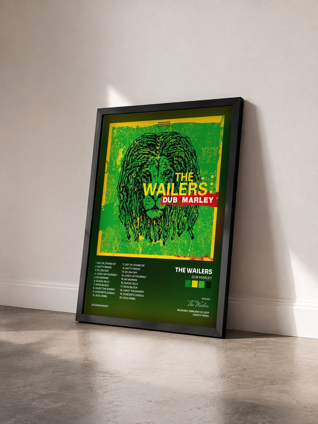 #noir Tableau de l'album Dub Marley de The Wailers vu de trois quarts, cadre noir