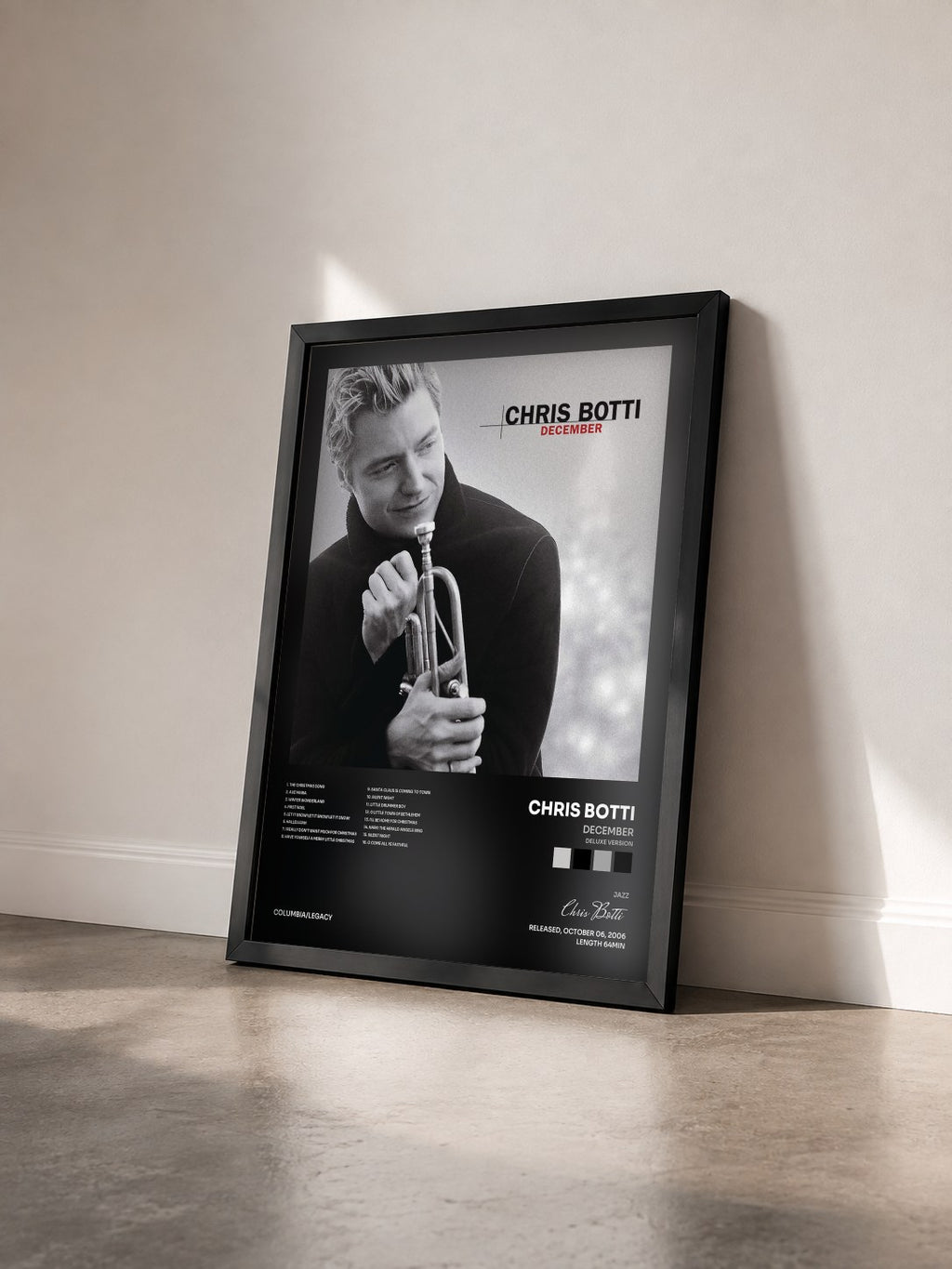 #noir Tableau de l'album December (Deluxe Version) de Chris Botti vu de trois quarts, cadre noir