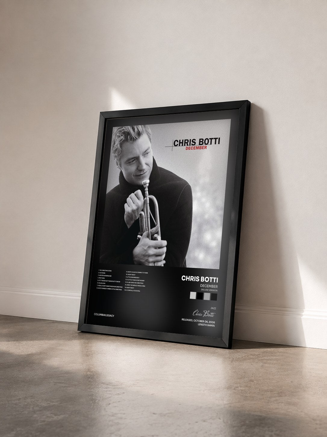 #noir Tableau de l'album December (Deluxe Version) de Chris Botti vu de trois quarts, cadre noir