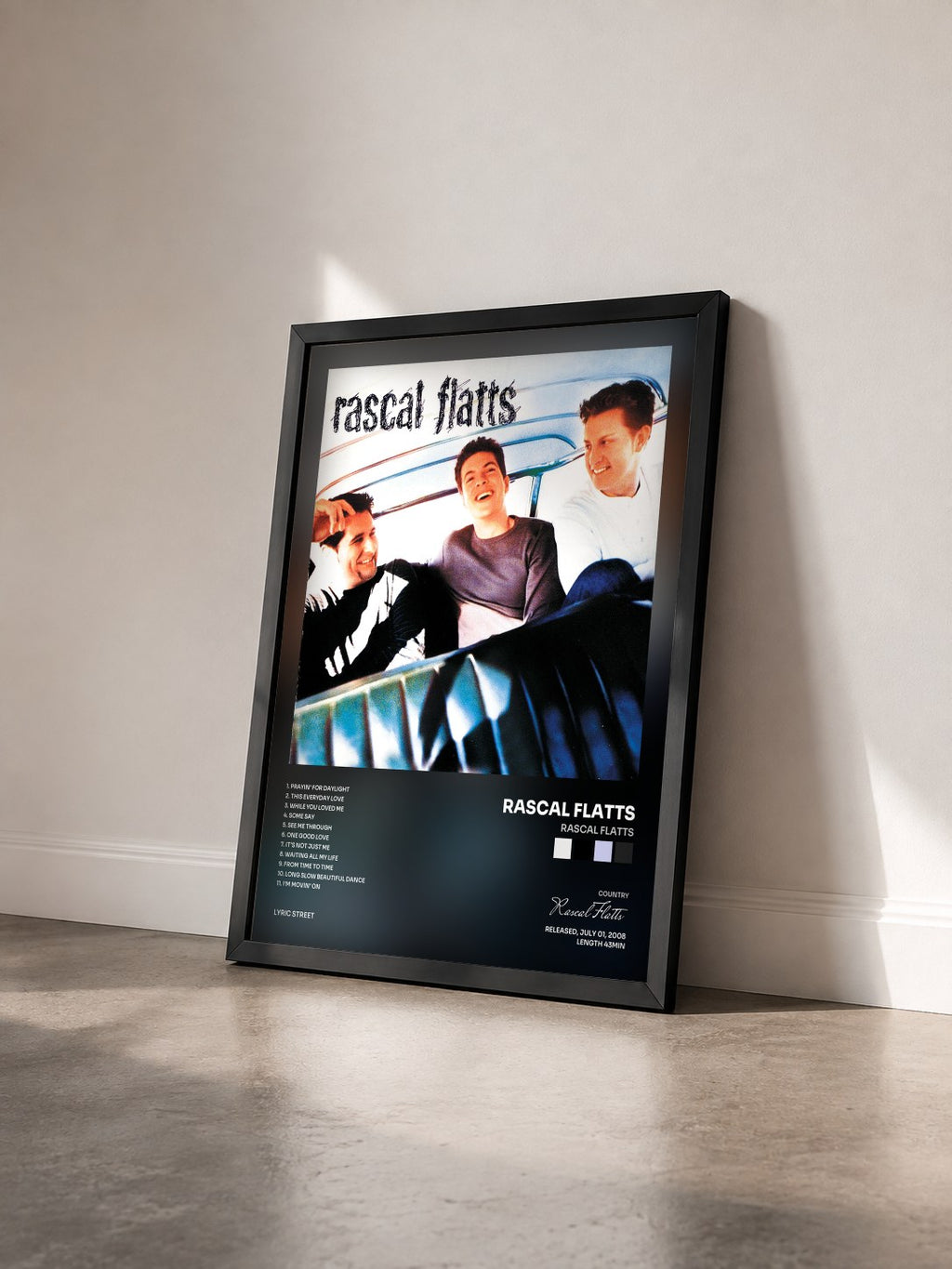 #noir Tableau de l'album Rascal Flatts de Rascal Flatts vu de trois quarts, cadre noir