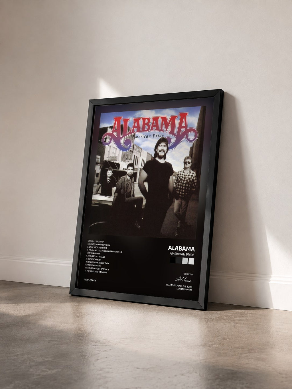 #noir Tableau de l'album American Pride de Alabama vu de trois quarts, cadre noir