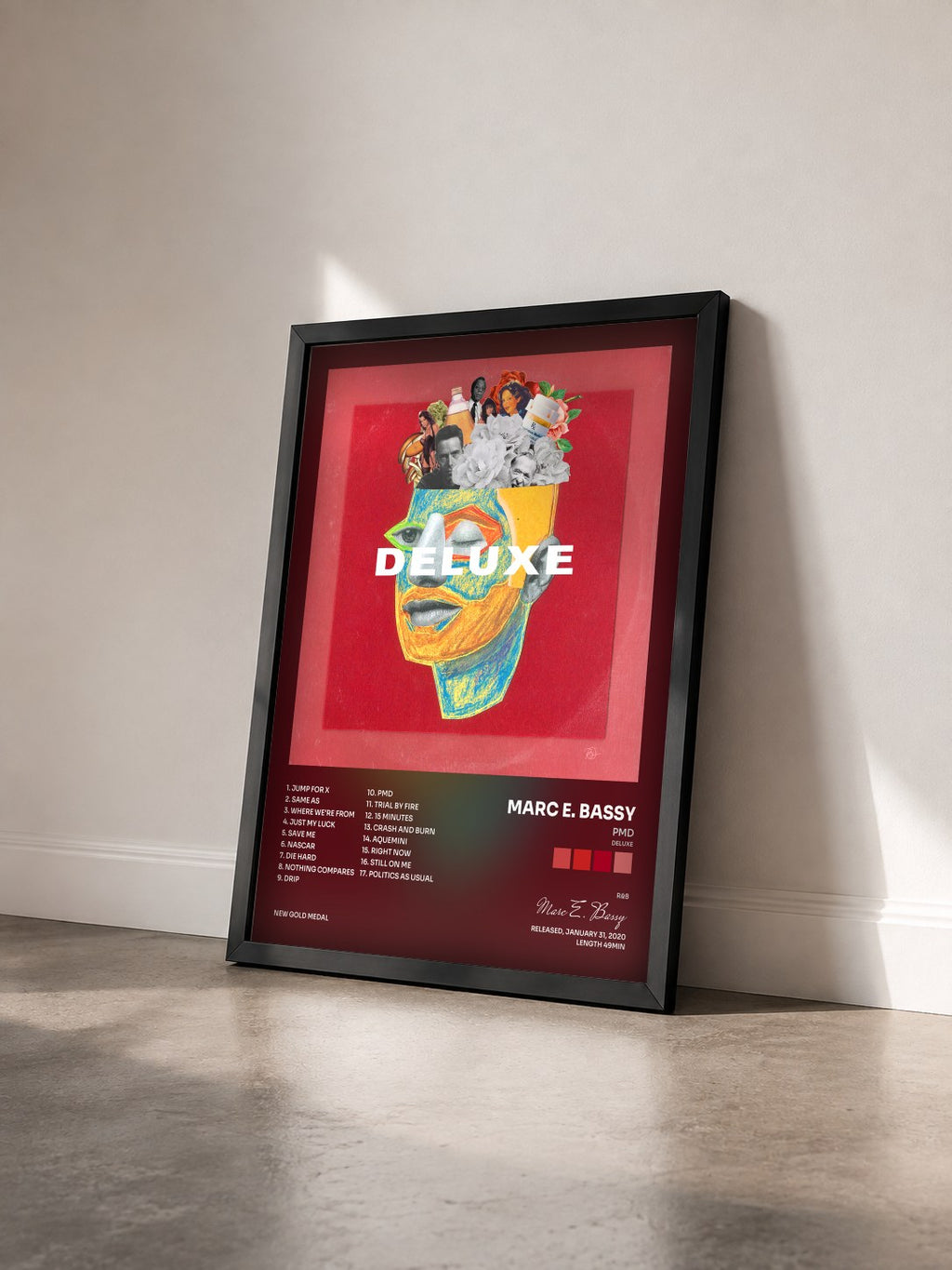 #noir Tableau de l'album PMD (Deluxe) de Marc E. Bassy vu de trois quarts, cadre noir