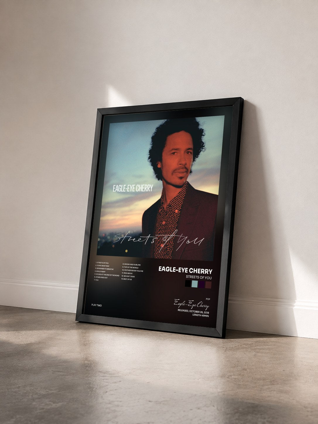 #noir Tableau de l'album Streets of You de Eagle-Eye Cherry vu de trois quarts, cadre noir