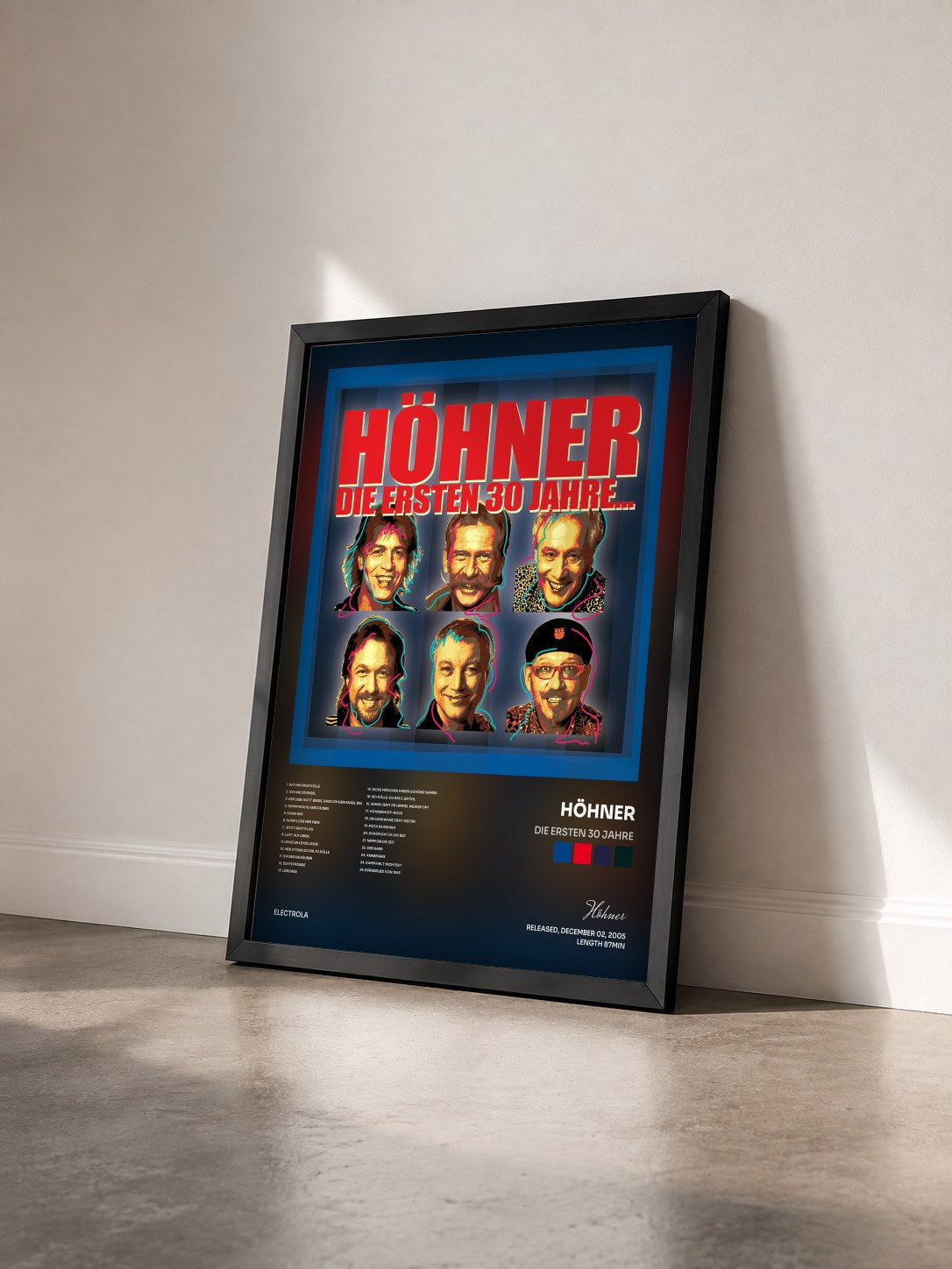 #noir Tableau de l'album Die Ersten 30 Jahre de Höhner vu de trois quarts, cadre noir