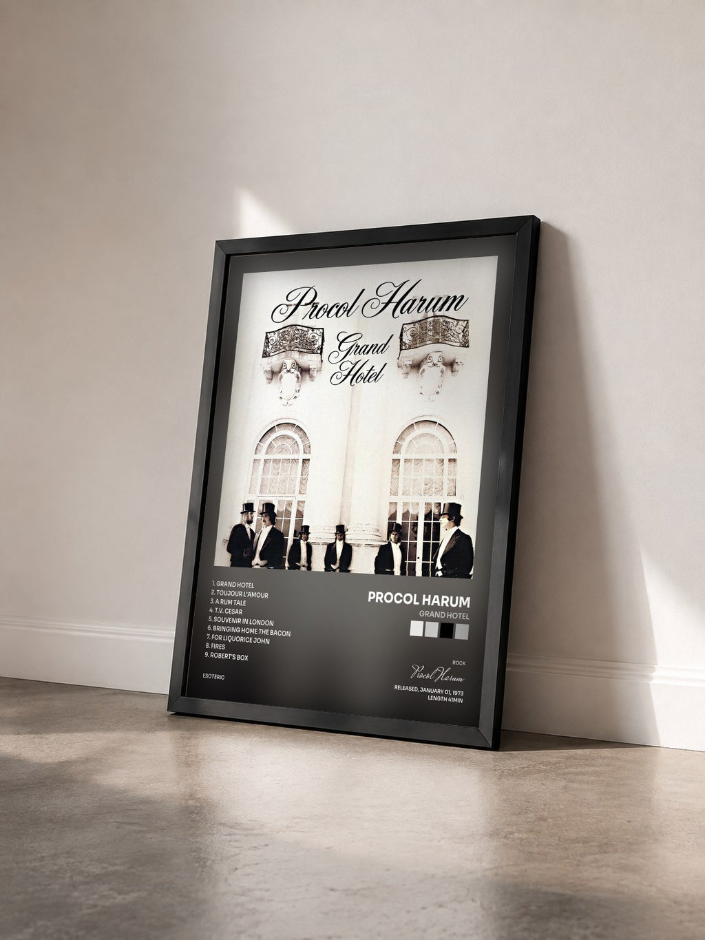 #noir Tableau de l'album Grand Hotel de Procol Harum vu de trois quarts, cadre noir