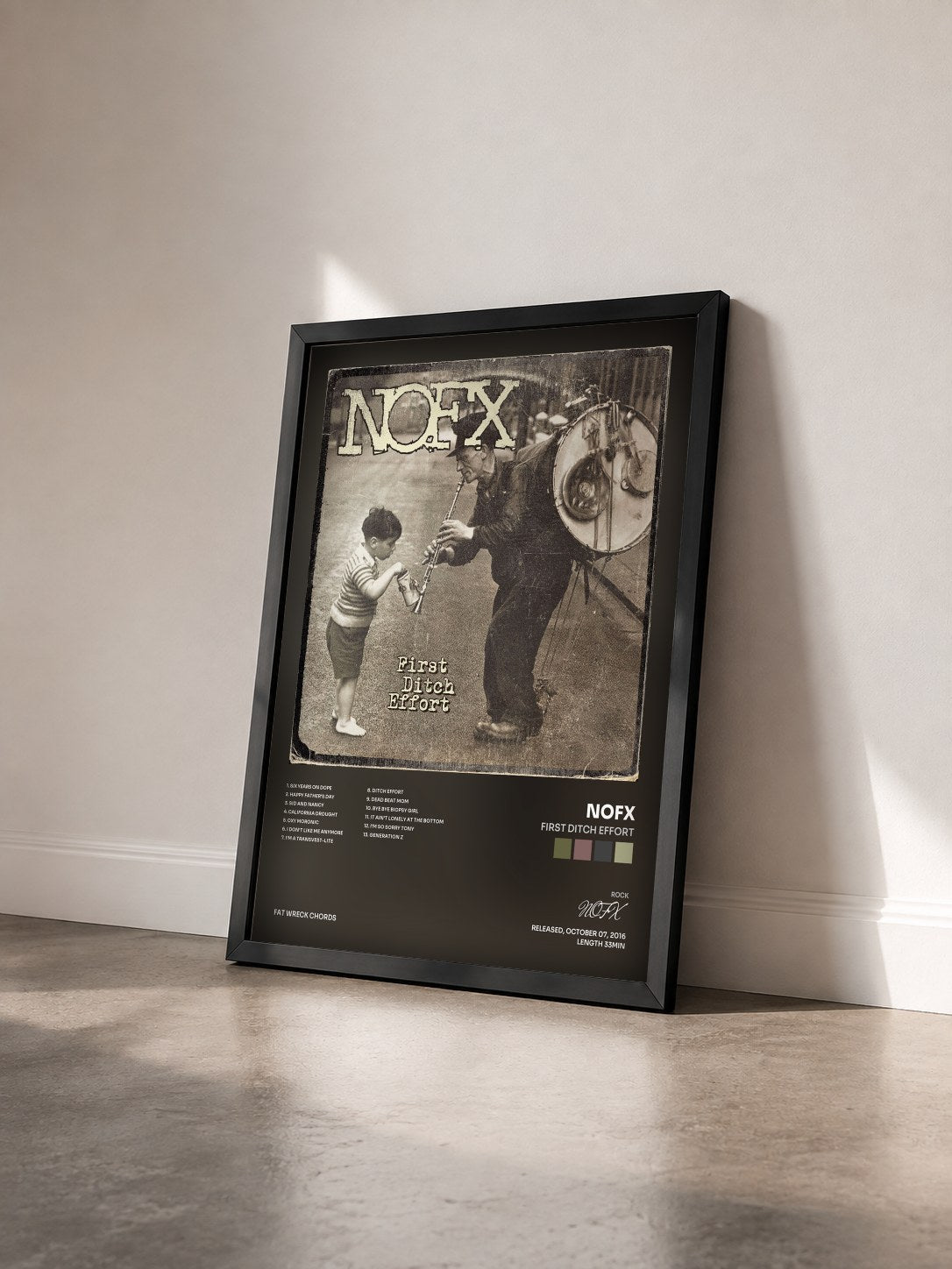 #noir Tableau de l'album First Ditch Effort de NOFX vu de trois quarts, cadre noir