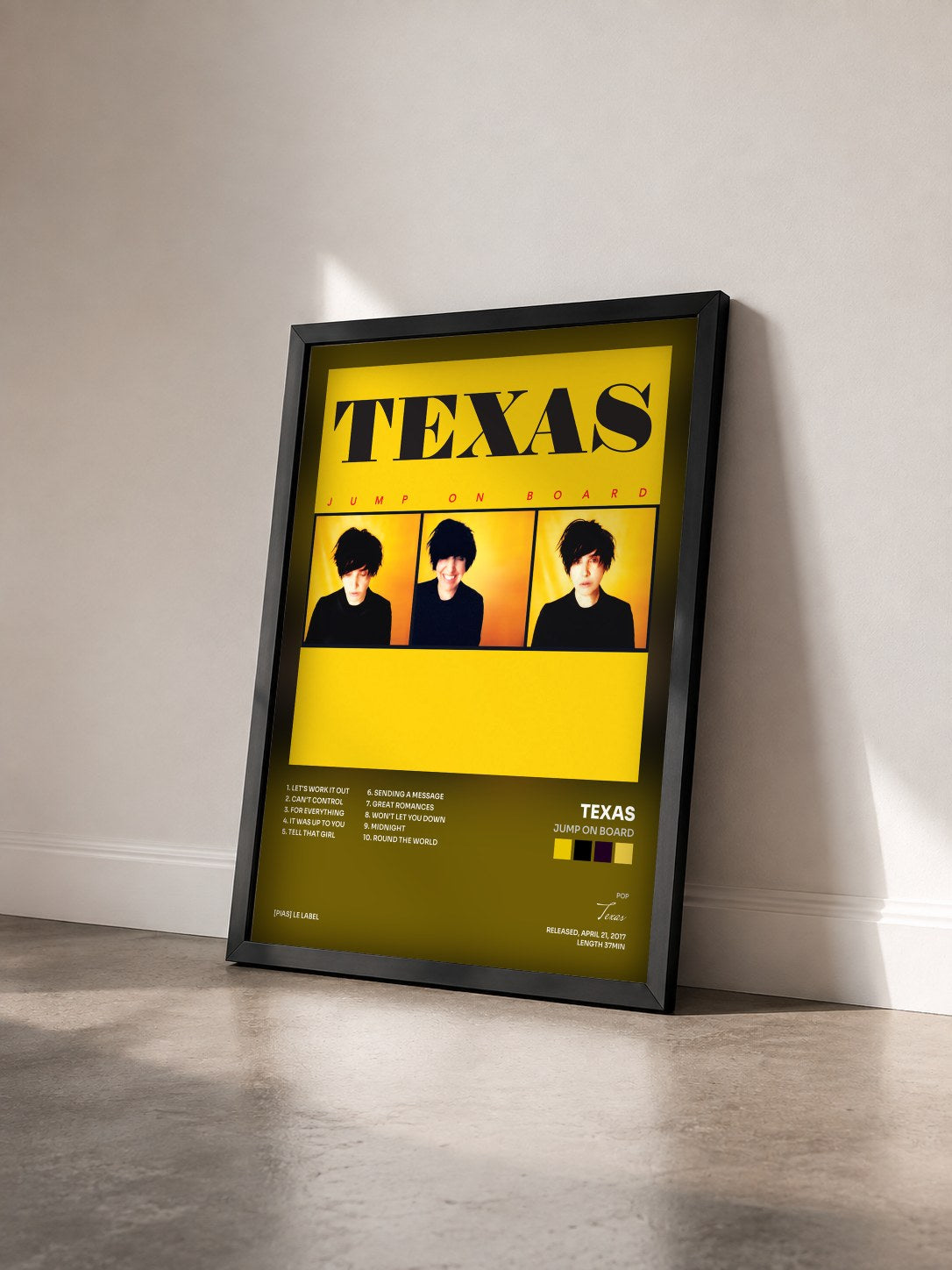 #noir Tableau de l'album Jump on Board de Texas vu de trois quarts, cadre noir