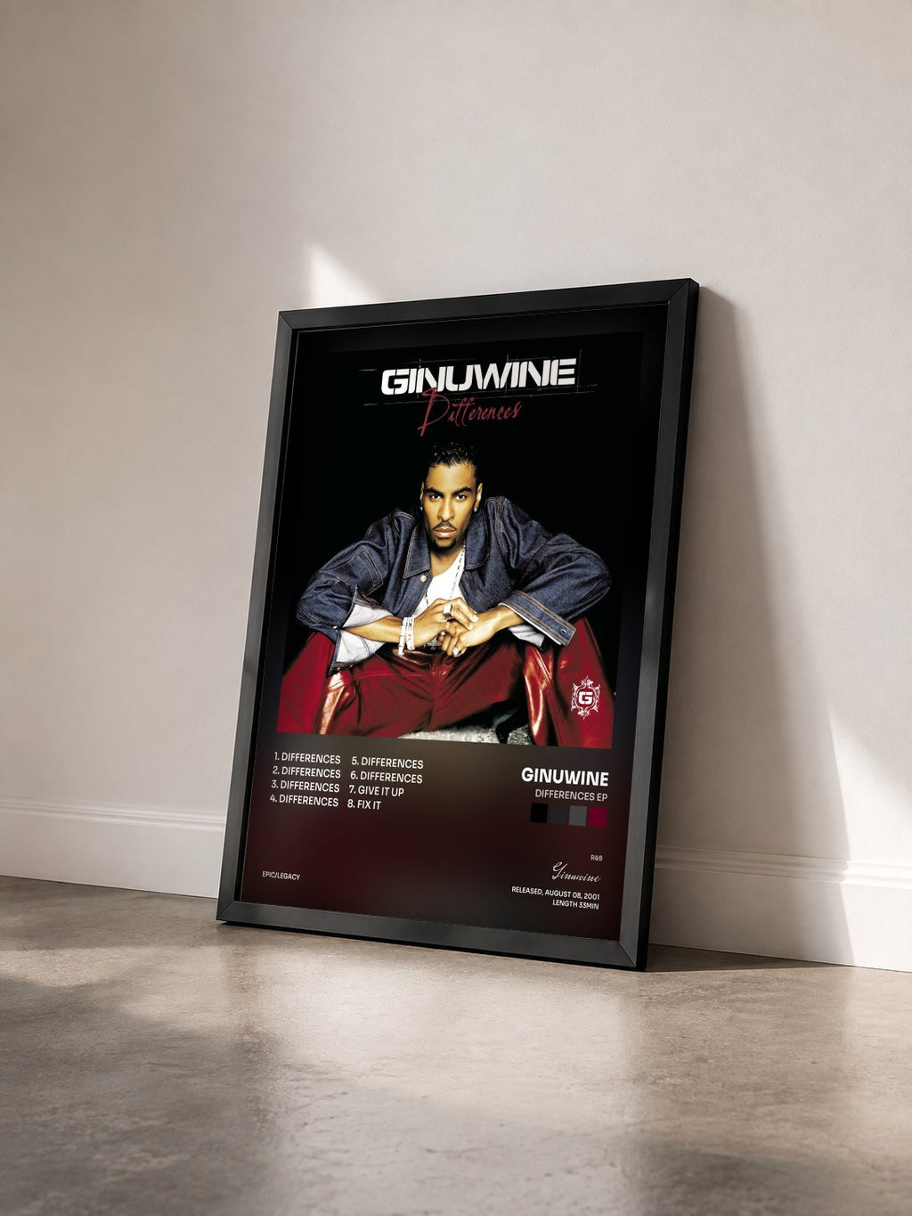 #noir Tableau de l'album Differences EP de Ginuwine vu de trois quarts, cadre noir