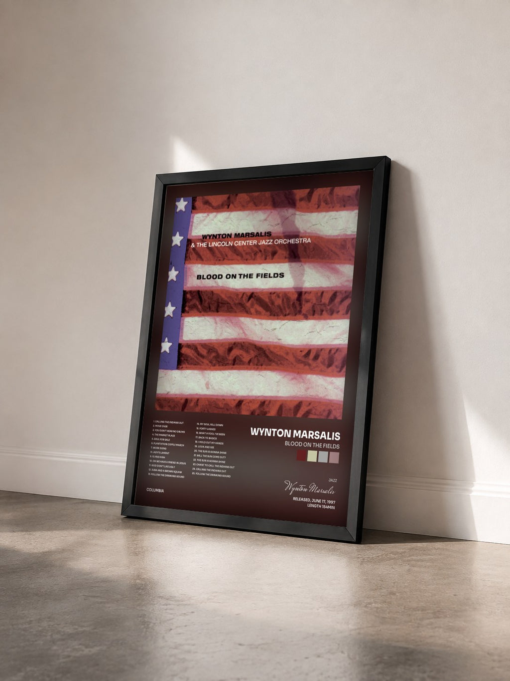 #noir Tableau de l'album Blood On The Fields de Wynton Marsalis vu de trois quarts, cadre noir