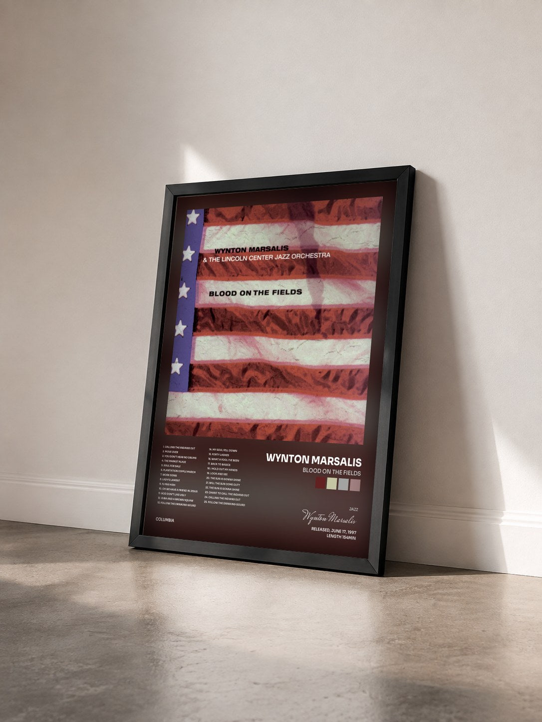 #noir Tableau de l'album Blood On The Fields de Wynton Marsalis vu de trois quarts, cadre noir