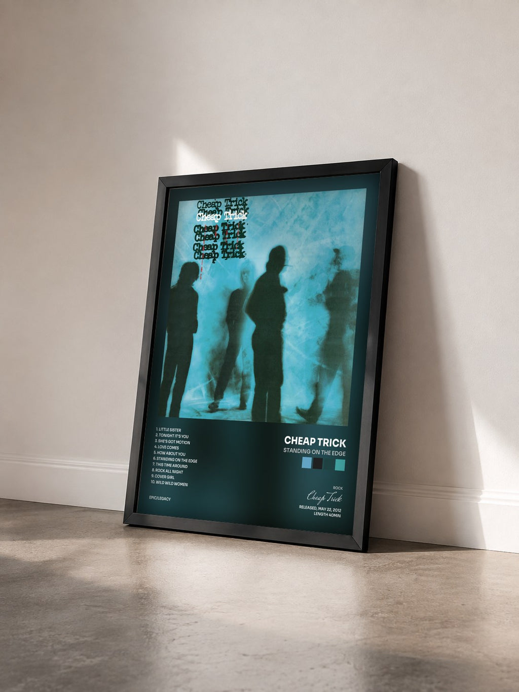 #noir Tableau de l'album Standing On The Edge de Cheap Trick vu de trois quarts, cadre noir