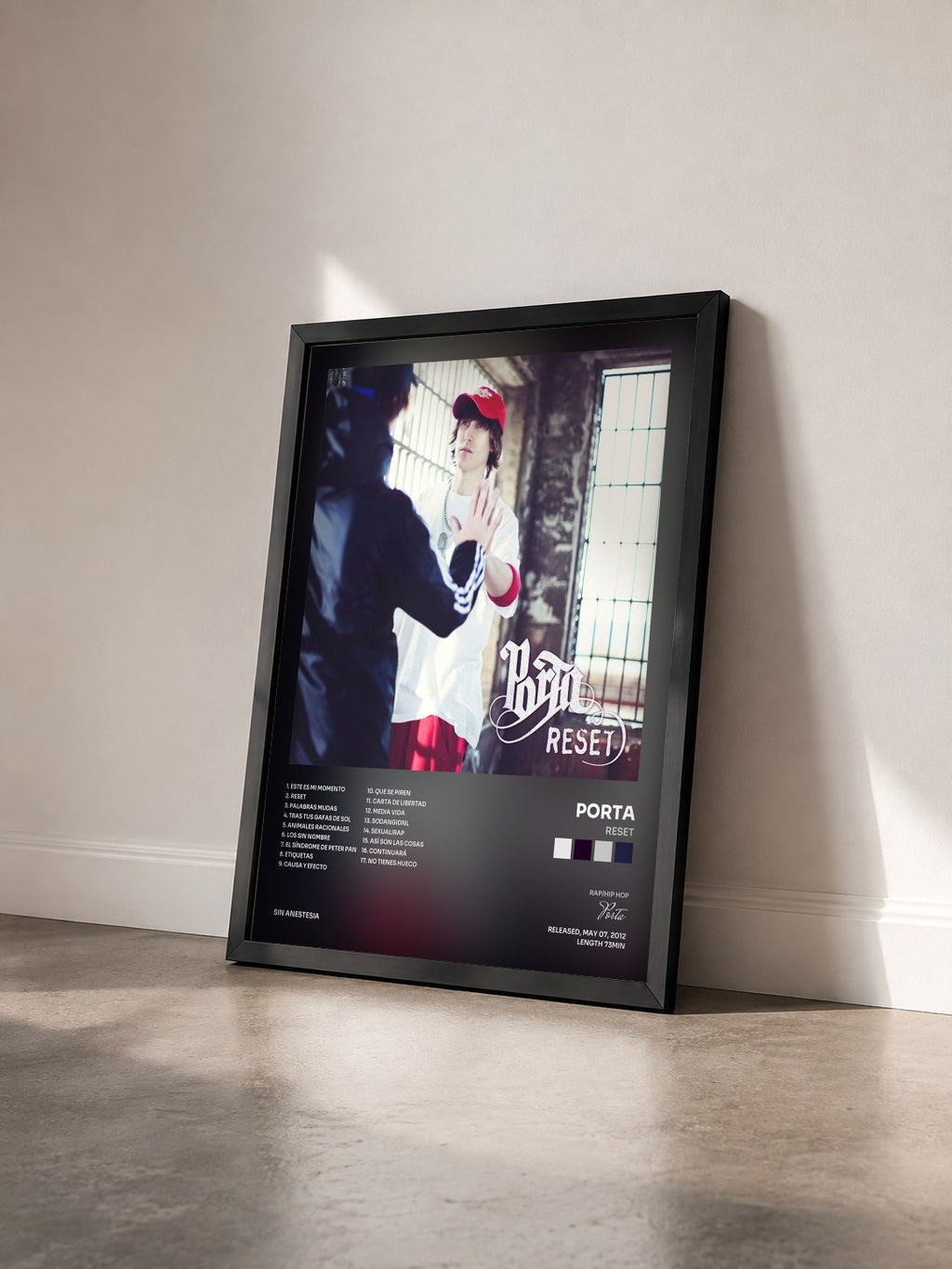 #noir Tableau de l'album Reset de Porta vu de trois quarts, cadre noir