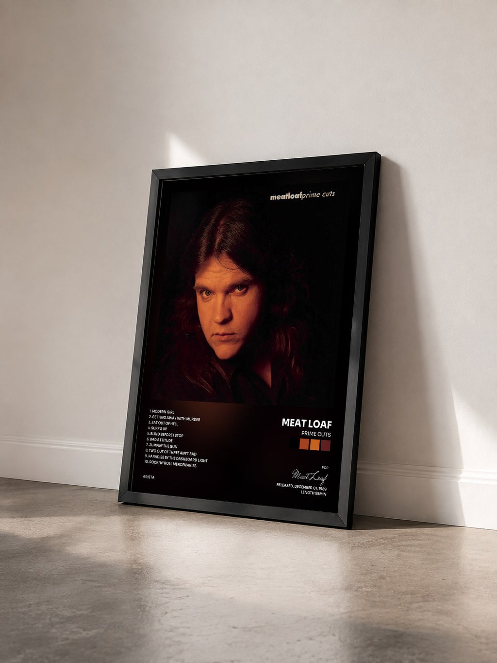 #noir Tableau de l'album Prime Cuts de Meat Loaf vu de trois quarts, cadre noir