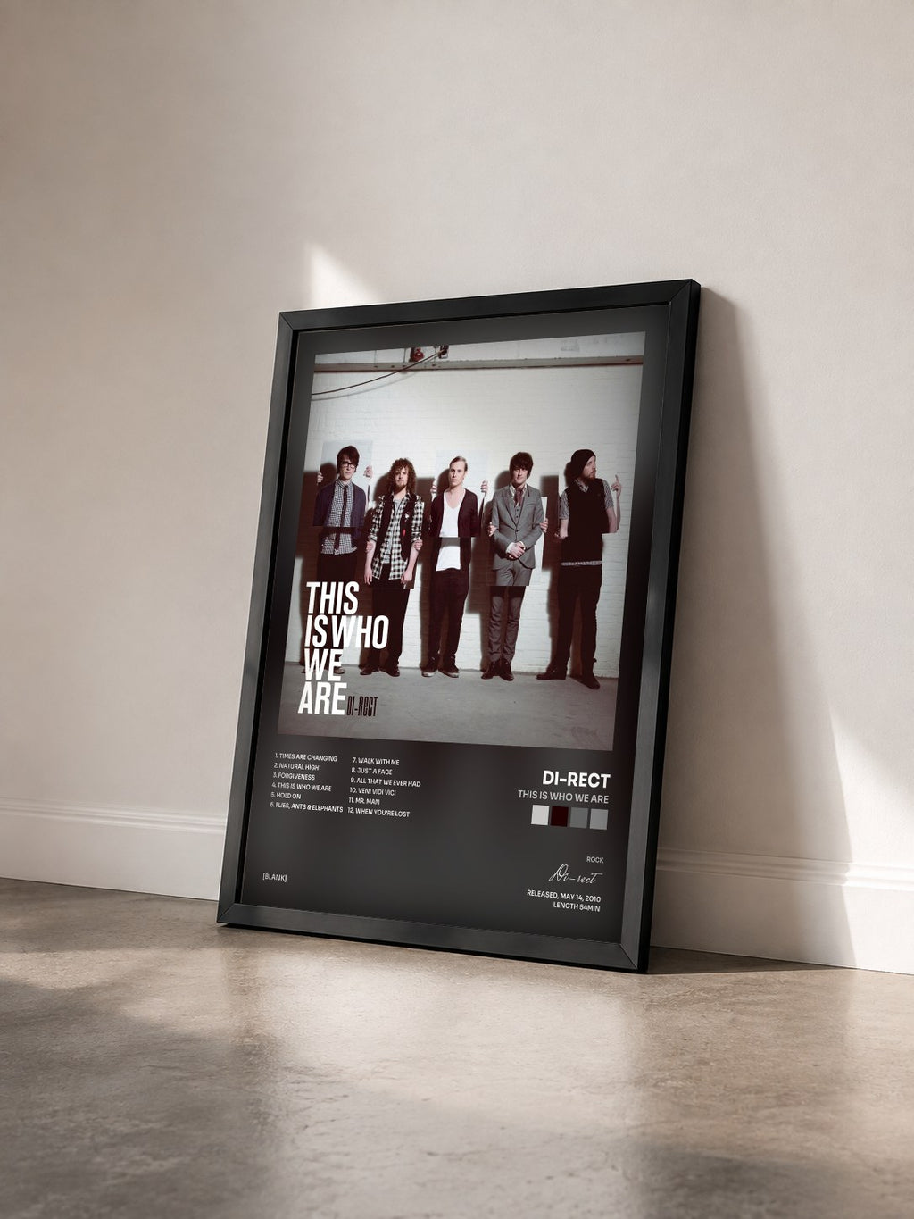 #noir Tableau de l'album This Is Who We Are de Di-rect vu de trois quarts, cadre noir