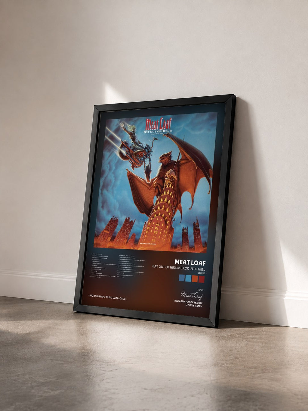 #noir Tableau de l'album Bat Out Of Hell II: Back Into Hell (Deluxe) de Meat Loaf vu de trois quarts, cadre noir