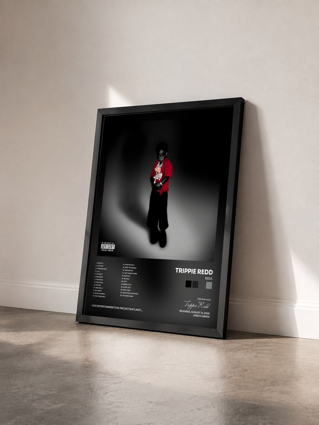 #noir Tableau de l'album NDA de Trippie Redd vu de trois quarts, cadre noir