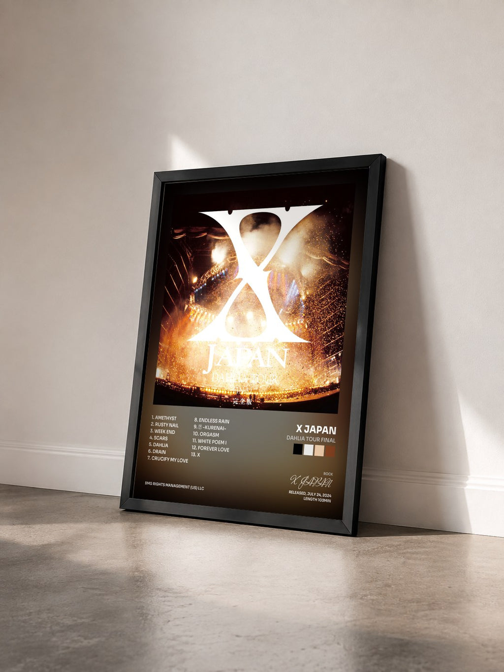 #noir Tableau de l'album DAHLIA TOUR FINAL de X JAPAN vu de trois quarts, cadre noir