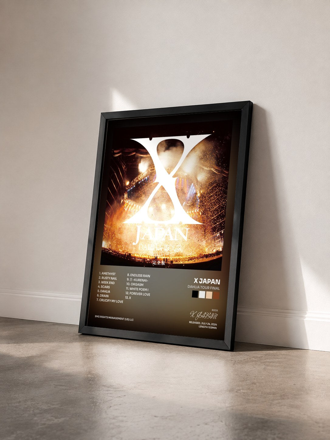 #noir Tableau de l'album DAHLIA TOUR FINAL de X JAPAN vu de trois quarts, cadre noir