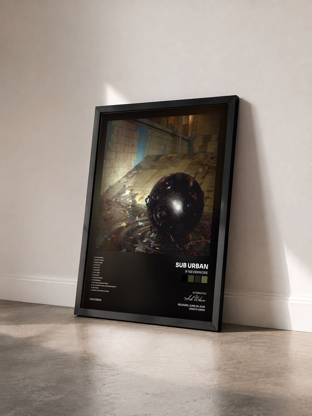 #noir Tableau de l'album If Nevermore de Sub Urban vu de trois quarts, cadre noir