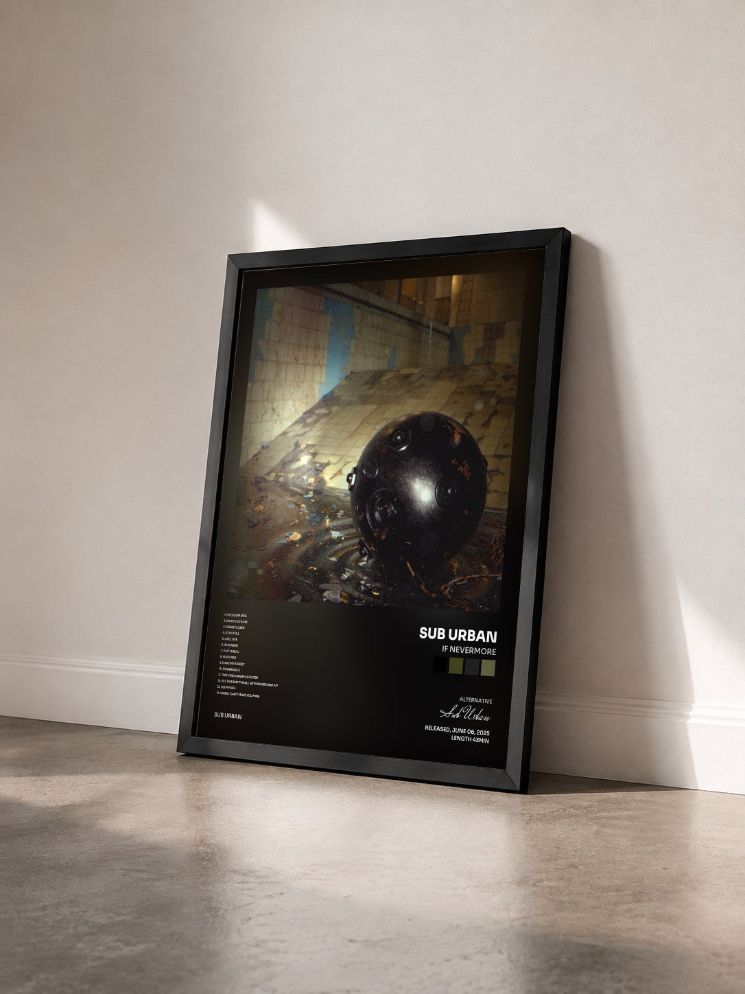 #noir Tableau de l'album If Nevermore de Sub Urban vu de trois quarts, cadre noir