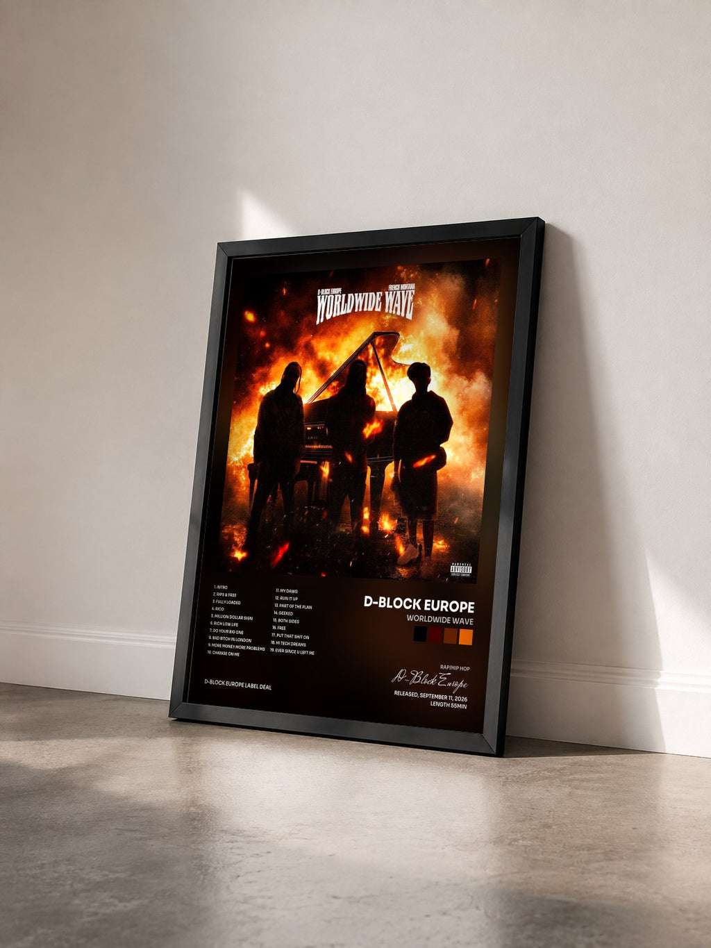 #noir Tableau de l'album WORLDWIDE WAVE de D-Block Europe vu de trois quarts, cadre noir
