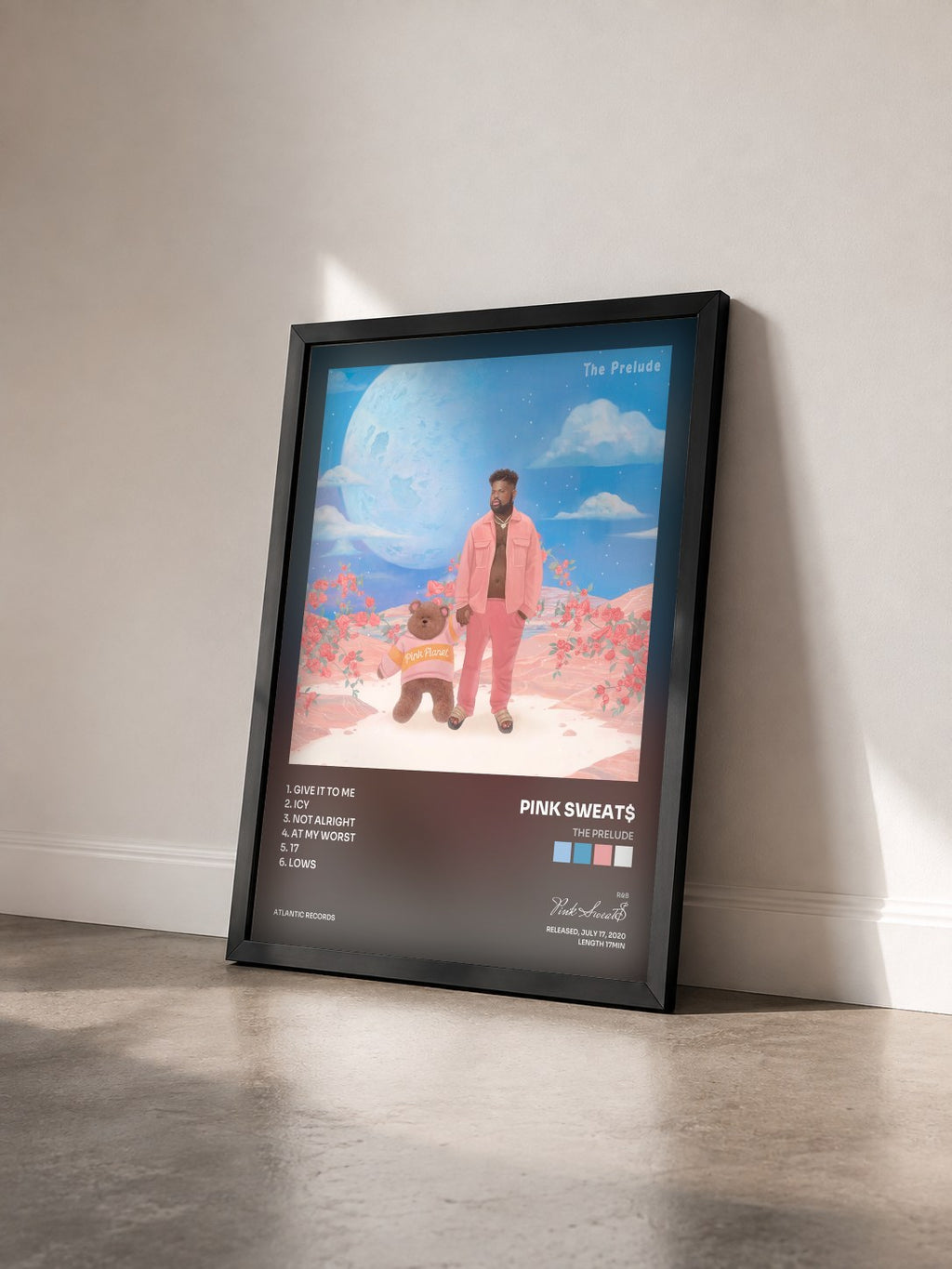 #noir Tableau de l'album The Prelude de Pink Sweat$ vu de trois quarts, cadre noir