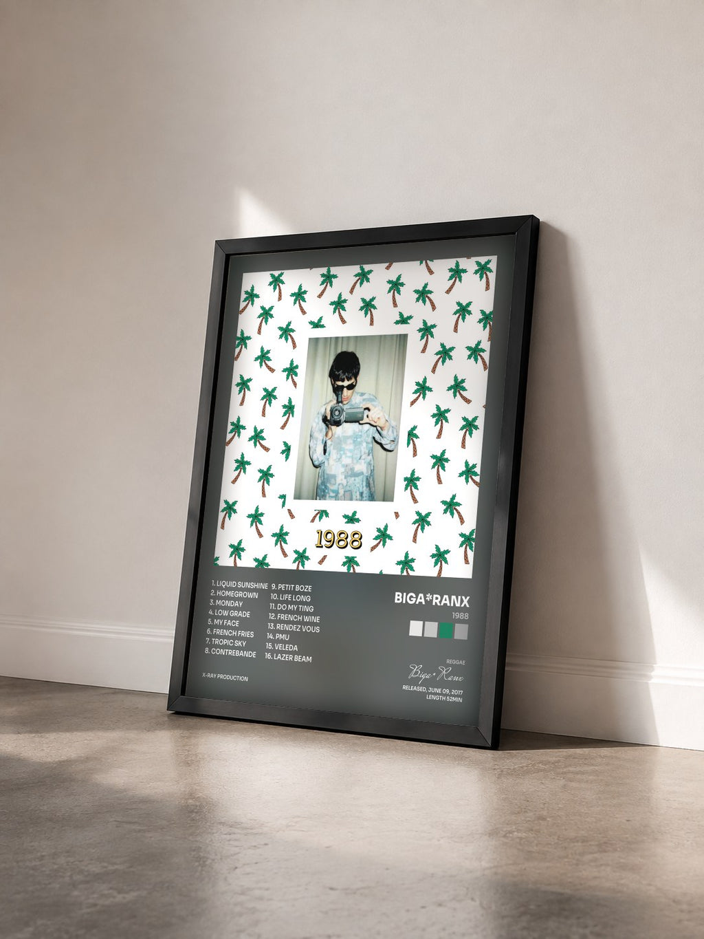 #noir Tableau de l'album 1988 de Biga*Ranx vu de trois quarts, cadre noir
