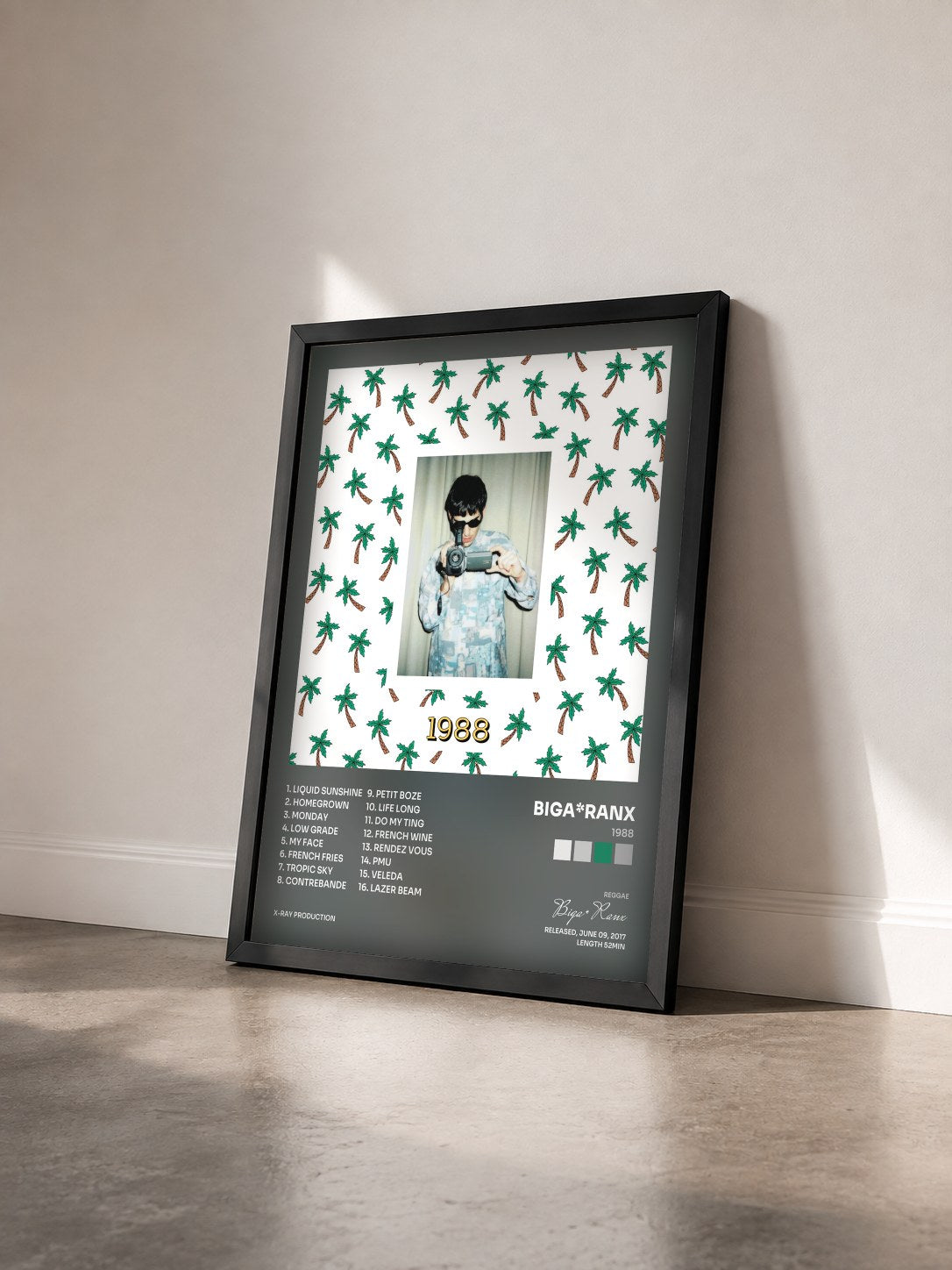 #noir Tableau de l'album 1988 de Biga*Ranx vu de trois quarts, cadre noir