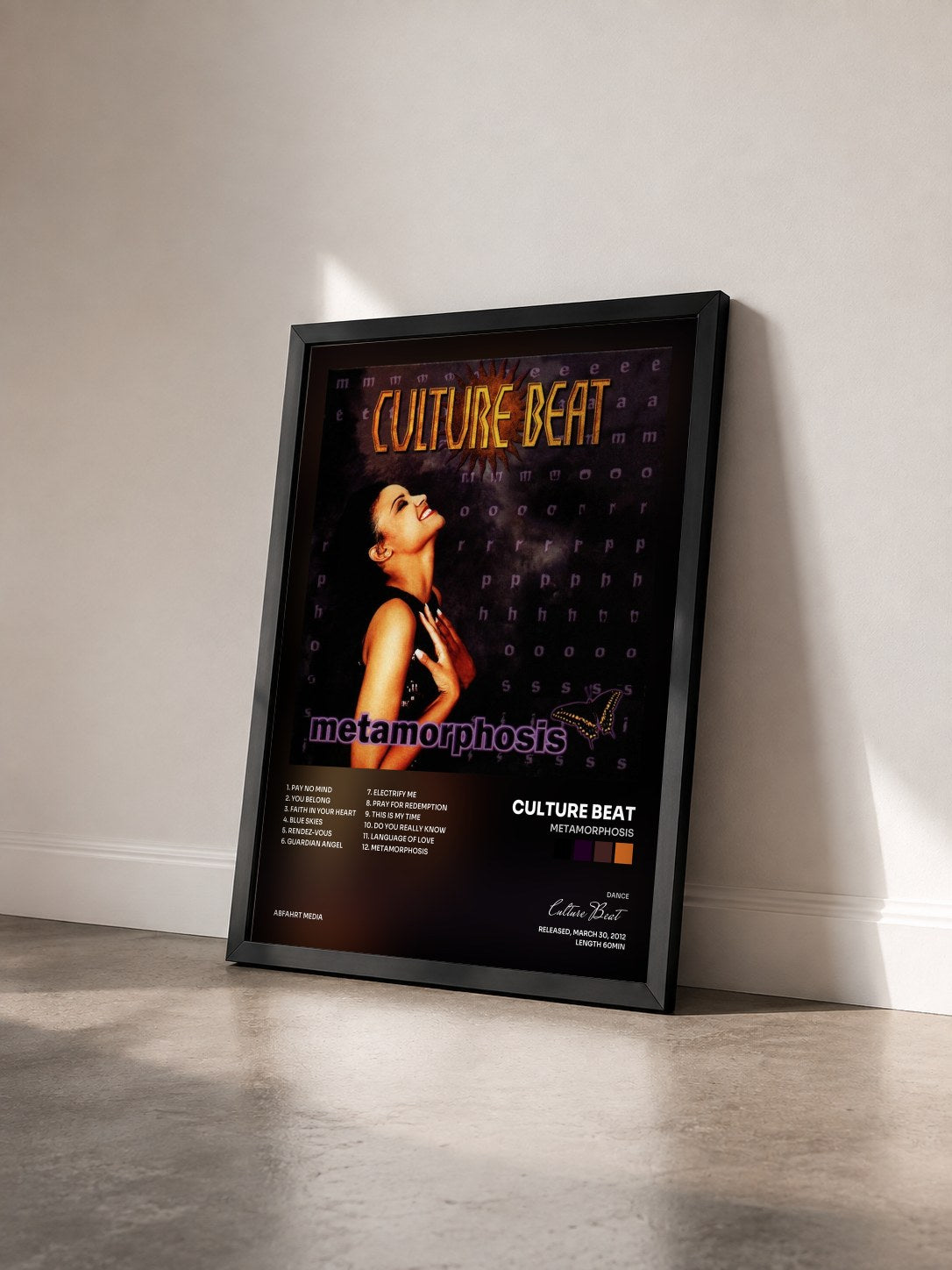 #noir Tableau de l'album Metamorphosis de Culture Beat vu de trois quarts, cadre noir