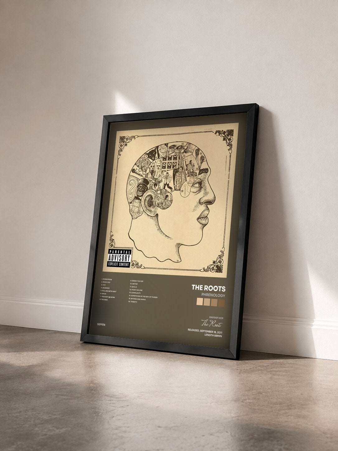 #noir Tableau de l'album Phrenology de The Roots vu de trois quarts, cadre noir