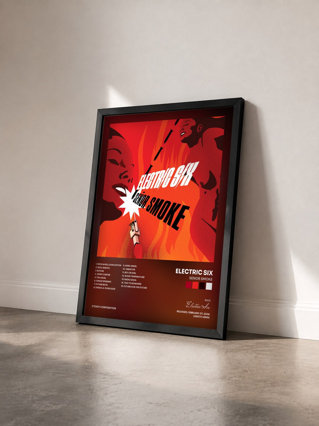 #noir Tableau de l'album Senor Smoke de Electric Six vu de trois quarts, cadre noir