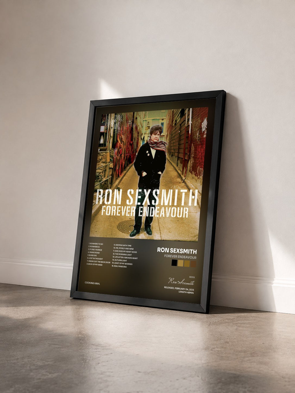 #noir Tableau de l'album Forever Endeavour de Ron Sexsmith vu de trois quarts, cadre noir